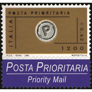 ITALIA - 1999 - Posta Prioritaria 0,62 € / 1.200 L. - 1 v. con etichetta