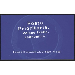 ITALIA - 1999 - Posta Prioritaria 8 x 1.200 L. senza etichetta - 1 libretto