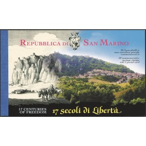 SAN MARINO - 2000 - 1700° della fondazione della Repubblica di San Marino - 1 cartolina postale + 5 BF in libretto (20 v.)