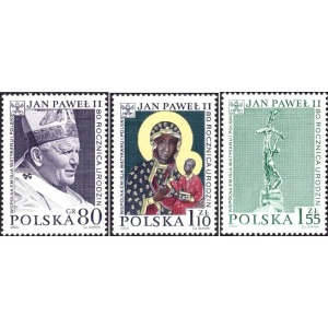 POLONIA - 2000 - 80° compleanno di Sua Santità Giovanni Paolo II - 3 v. (E.C. di Polonia con Vaticano)