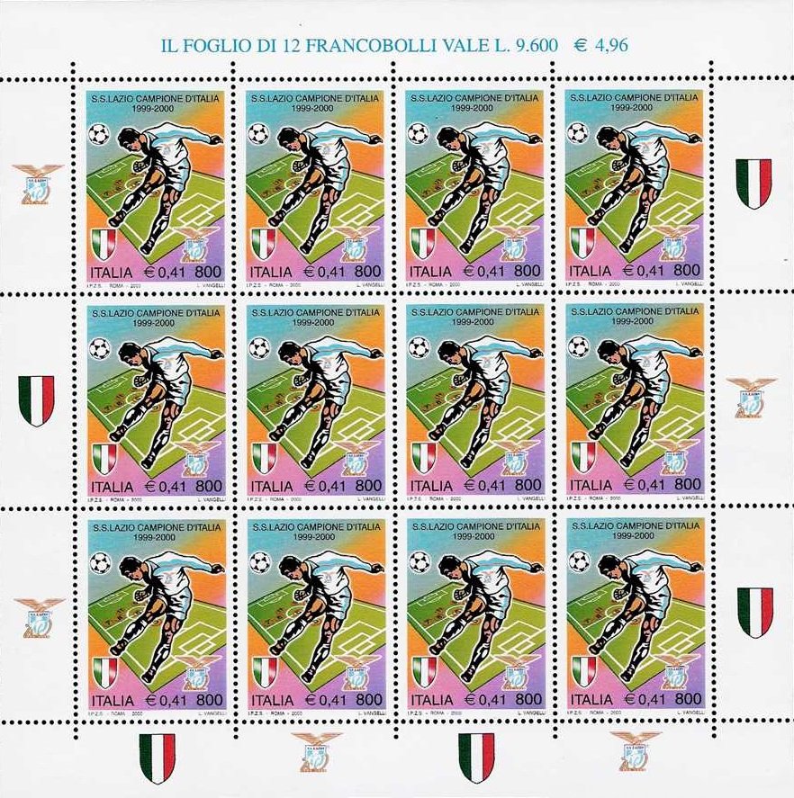 2000 Lazio campione d Italia 1 MF da 12 v. Italia ITALIA - 2000 - Lazio campione d'Italia - 1 MF da 12 v.