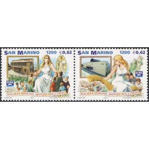 SAN MARINO - 2001 - 125° della Società Unione Mutuo Soccorso - 2 v. in coppia