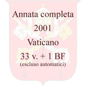 VATICANO - 2001 - Annata completa - 33 v. (esclusi francobolli automatici) + 1 BF