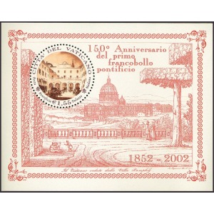 VATICANO - 2002 - 150° del primo francobollo pontificio - 1 BF