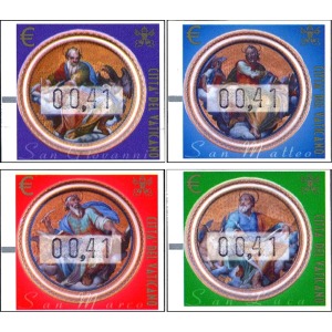 VATICANO - 2002 - Automatici: I quattro Evangelisti 0,41 € fluor. e stampa in argento - 4 v.