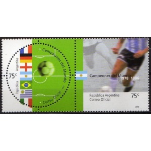 ARGENTINA - 2002 - Campioni del mondo di calcio del XX secolo - 2 v. in coppia (E.C. di Argentina con Italia, Brasile, Francia, Germania, Uruguay)