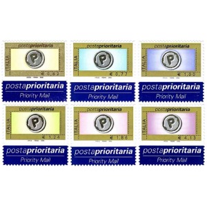 ITALIA - 2002 - Posta Prioritaria (solo in €) colori diversi - 6 v.