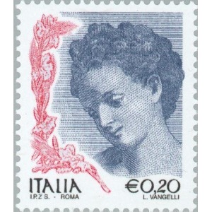 ITALIA - 2002 - VARIETÀ La donna nell'arte 0,20 € carta non fluorescente - 1 v.