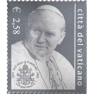 VATICANO - 2003 - 25° di Pontificato di Giovanni Paolo II (in argento) - 1 v. (E.C. di Vaticano con Polonia)