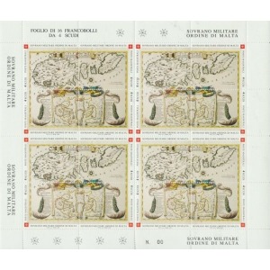 S.M.O.M. - 2003 - Antiche tavole geografiche - 1 MF da 4 blocchi