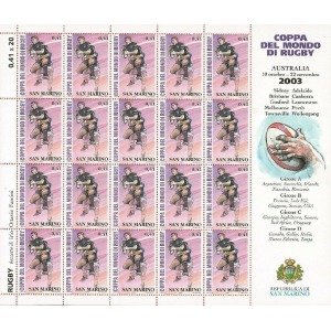 SAN MARINO - 2003 - Coppa del mondo di rugby - 4 MF da 20 v. con illustrazione
