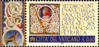 2004 700° della nascita di Francesco Petrarca 1 v. Vaticano VATICANO - 2004 - 700° della nascita di Francesco Petrarca - 1 v.