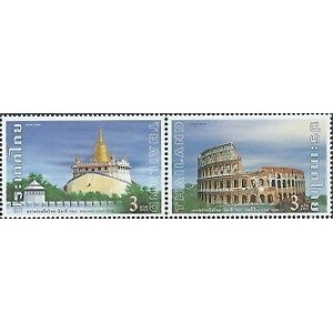 TAILANDIA - 2004 - Anniversario della fondazione di Roma e Bangkok - 2 v. in coppia (E.C. di Tailandia con Italia)