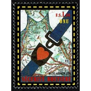 ONU GINEVRA - 2004 - Campagna per la sicurezza stradale - 1 MF da 20 v. (E.C. di ONU Ginevra con Italia, Francia)