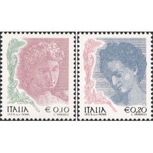 ITALIA - 2004 - La donna nell'arte 0,10 € e 0,20 € I.P.Z.S. S.p.A. - 2 v.