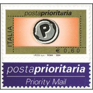 ITALIA - 2004 - Posta Prioritaria 0,60 € da foglio di 40 - 1 v. con etichetta