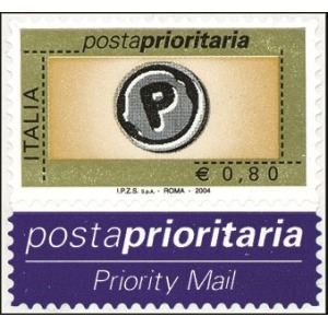 ITALIA - 2004 - Posta Prioritaria 0,80 € da foglio di 40 - 1 v. con etichetta