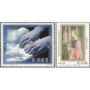ITALIA - 2004 - Sistema di lettura Braille e 1700° del martirio di Santa Lucia - 2 v.