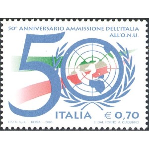 ITALIA - 2005 - 50° dell'ammissione dell'Italia all'ONU - 1 v.