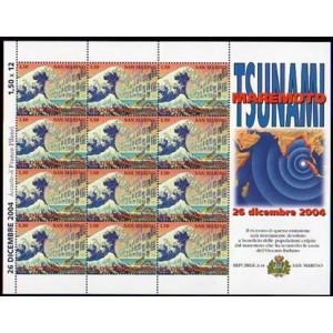 SAN MARINO - 2005 - A favore delle vittime dello Tsunami del 26/12/2004 - 1 MF da 12 v. con illustrazione