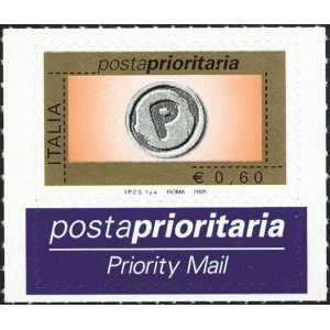 ITALIA - 2005 - Posta prioritaria 0,60 € - 1 v. con etichetta
