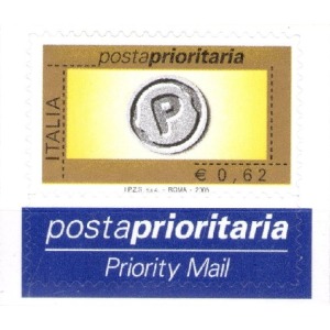 ITALIA - 2005 - Posta prioritaria 0,62 € - 1 v. con etichetta