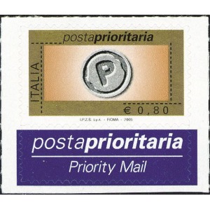 ITALIA - 2005 - Posta prioritaria 0,80 € - 1 v. con etichetta