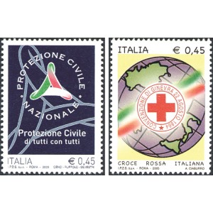 ITALIA - 2005 - Protezione Civile e Croce Rossa Italiana - 2 v.