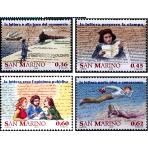 SAN MARINO - 2005 - Storia della posta - 4 MF da 20 v. con illustrazione