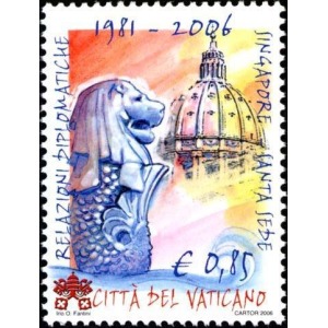 VATICANO - 2006 - 25° delle relazioni diplomatiche con Singapore - 2 v. (E.C. di Vaticano con Singapore)