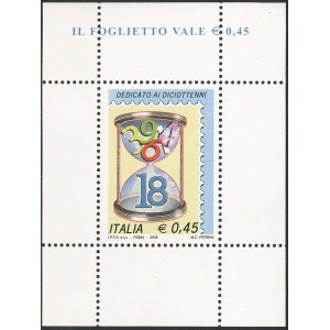 ITALIA - 2006 - Francobollo dedicato ai diciottenni (azzurro) - 1 BF Omaggio
