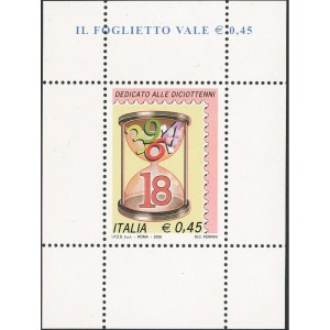 ITALIA - 2006 - Francobollo dedicato alle diciottenni (rosa) - 1 BF Omaggio