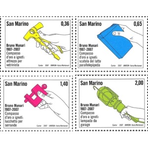 SAN MARINO - 2007 - 100° della nascita di Bruno Munari - 4 v. con codice a barre