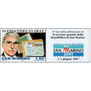 SAN MARINO - 2007 - Alessandro Glaray, esperto di filatelia e storia postale - 1 v. con appendice
