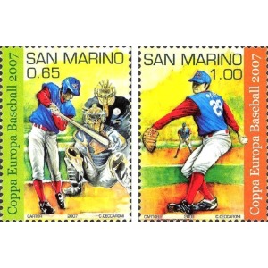 SAN MARINO - 2007 - Coppa Europa di baseball - 2 v. con codice a barre