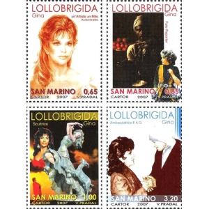 SAN MARINO - 2007 - Gina Lollobrigida - 4 v. con codice a barre