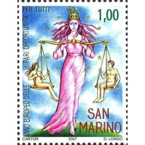 SAN MARINO - 2007 - Pari opportunità per tutti - 1 v. con codice a barre