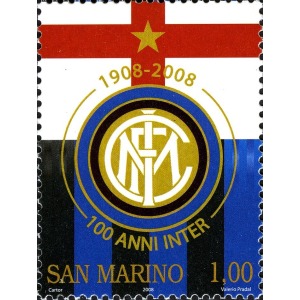 SAN MARINO - 2008 - 100° della squadra di calcio Inter - 1 v. con codice a barre