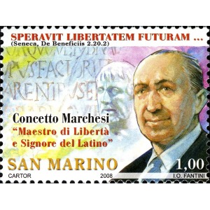 SAN MARINO - 2008 - 130° della nascita di Concetto Marchesi - 1 v. con codice a barre