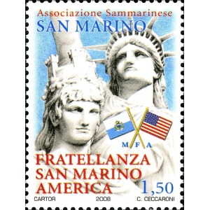 SAN MARINO - 2008 - 30° dell'Associazione Fratellanza San Marino America - 1 v. con codice a barre