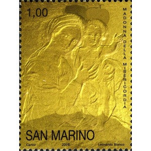 SAN MARINO - 2008 - Bassorilievo di Leonardo Blanco, per la Basilica dell'Annunciazione di Nazareth - 1 v. con codice a barre