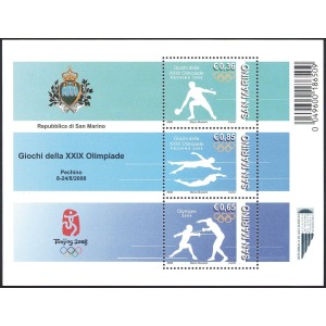 SAN MARINO - 2008 - Olimpiadi di Pechino 2008 - 1 BF con codice a barre