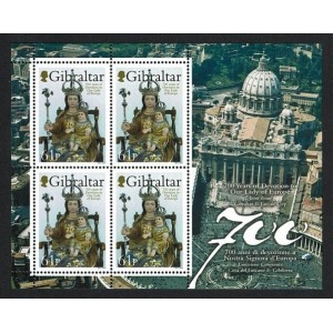 GIBILTERRA - 2009 - 700 anni di Devozione a Nostra Signora d'Europa - 1 BF (E.C. di Gibilterra con Vaticano)