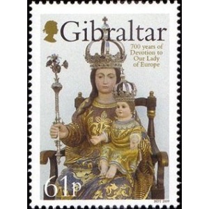 GIBILTERRA - 2009 - 700 anni di Devozione a Nostra Signora d'Europa - 1 v. da BF (E.C. di Gibilterra con Vaticano)