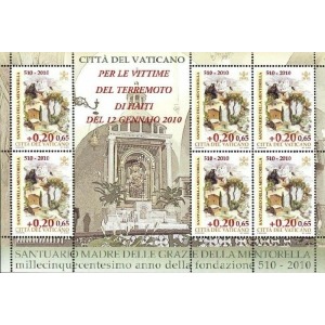 VATICANO - 2010 - 1500° del Santuario Madre delle Grazie della Mentorella + beneficenza per Haiti - 1 BF