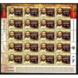 SAN MARINO - 2010 - 75° della nascita di Luciano Pavarotti - 1 MF da 20 v. con illustrazione