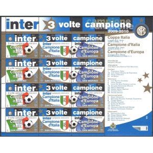 SAN MARINO - 2010 - Inter tre volte campione - 1 MF da 4 trittici