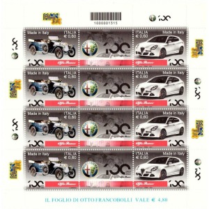 ITALIA - 2010 - Made in Italy: Alfa Romeo - 1 MF da 4 coppie con appendice