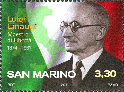 2011 50° della morte di Luigi Einaudi 1 v. San Marino SAN MARINO - 2011 - 50° della morte di Luigi Einaudi - 1 v.