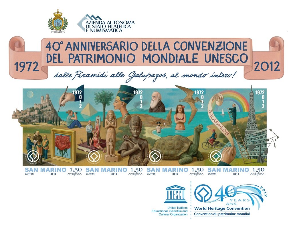 2012 40° della convenzione del Patrimonio Mondiale UNESCO 1 BF San Marino SAN MARINO - 2012 - 40° della convenzione del Patrimonio Mondiale UNESCO - 1 BF